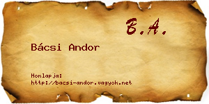 Bácsi Andor névjegykártya
