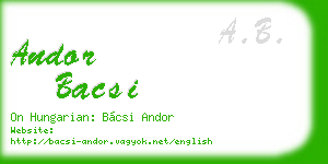 andor bacsi business card